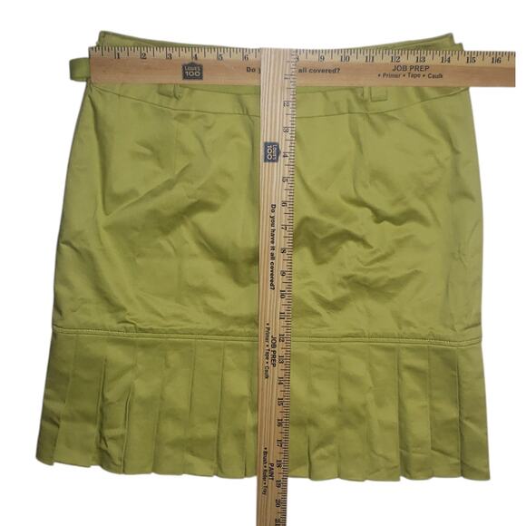 Carlisle Lime Green Pleated Mini Skirt Size 4 – Belted Y2K Preppy Summer Lined - Picture 5 of 8